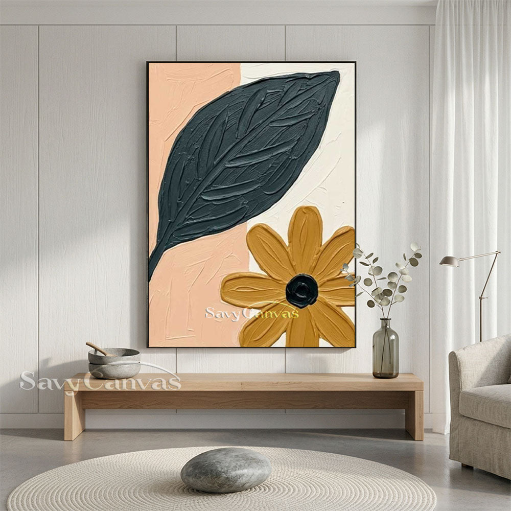 Abstract Floral Textured Oil Painting Modern Canvas Art #AA 545