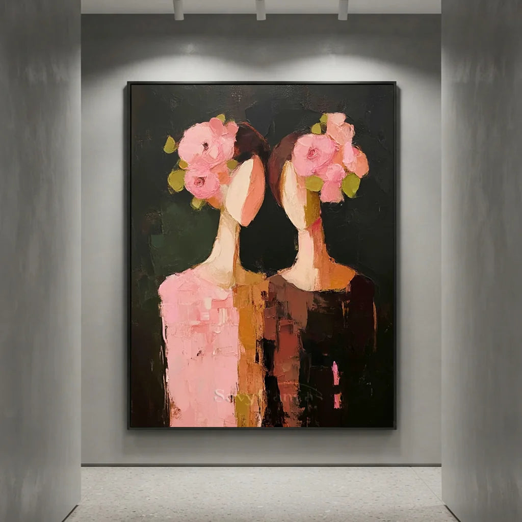 Handcrafted Abstract Floral People Oil Painting #SS 305