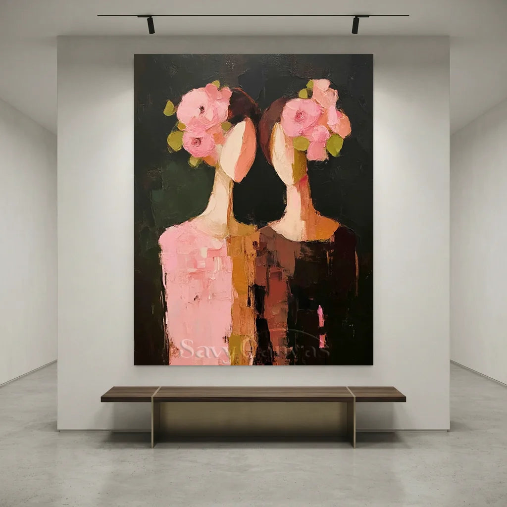 Handcrafted Abstract Floral People Oil Painting #SS 305