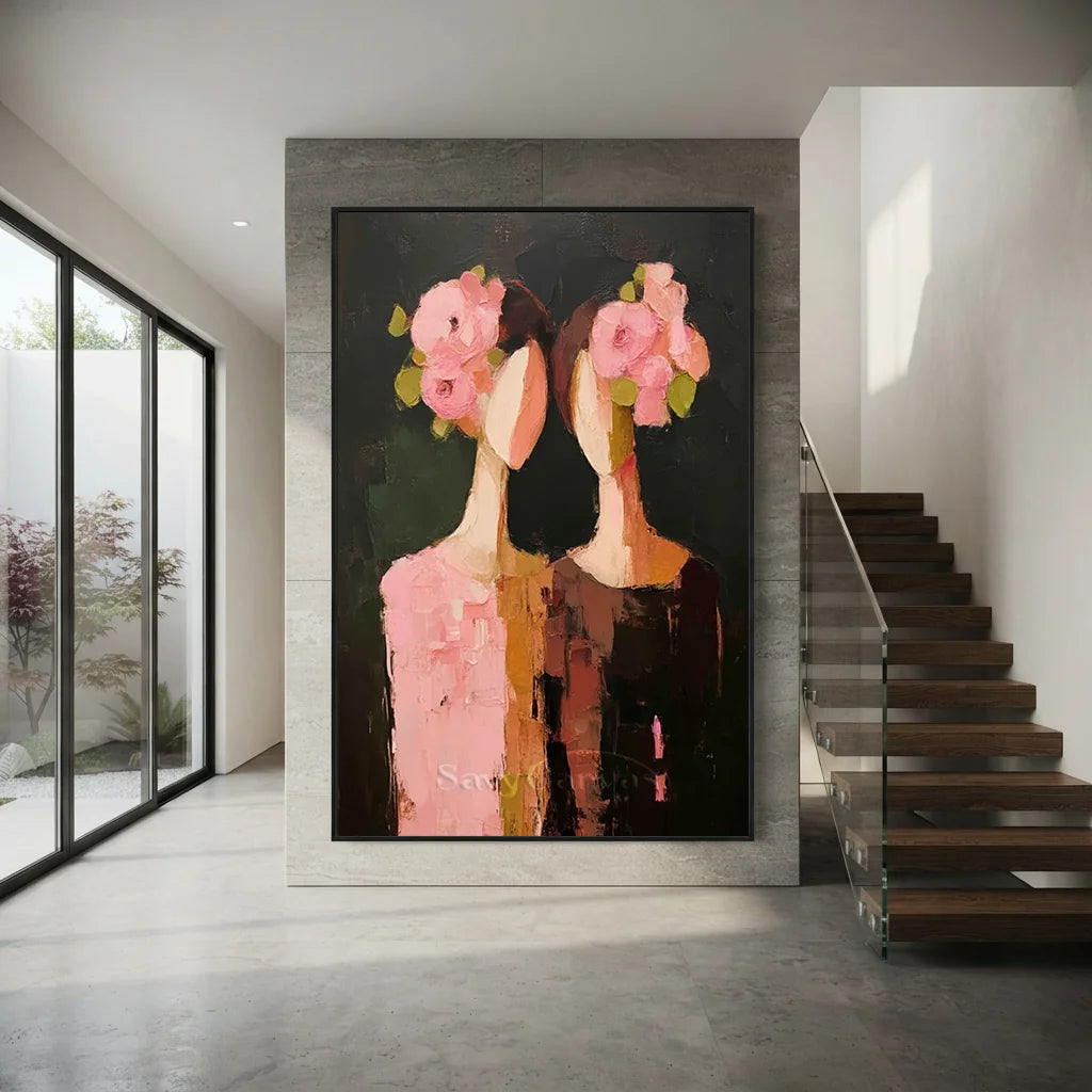 Handcrafted Abstract Floral People Oil Painting #SS 305