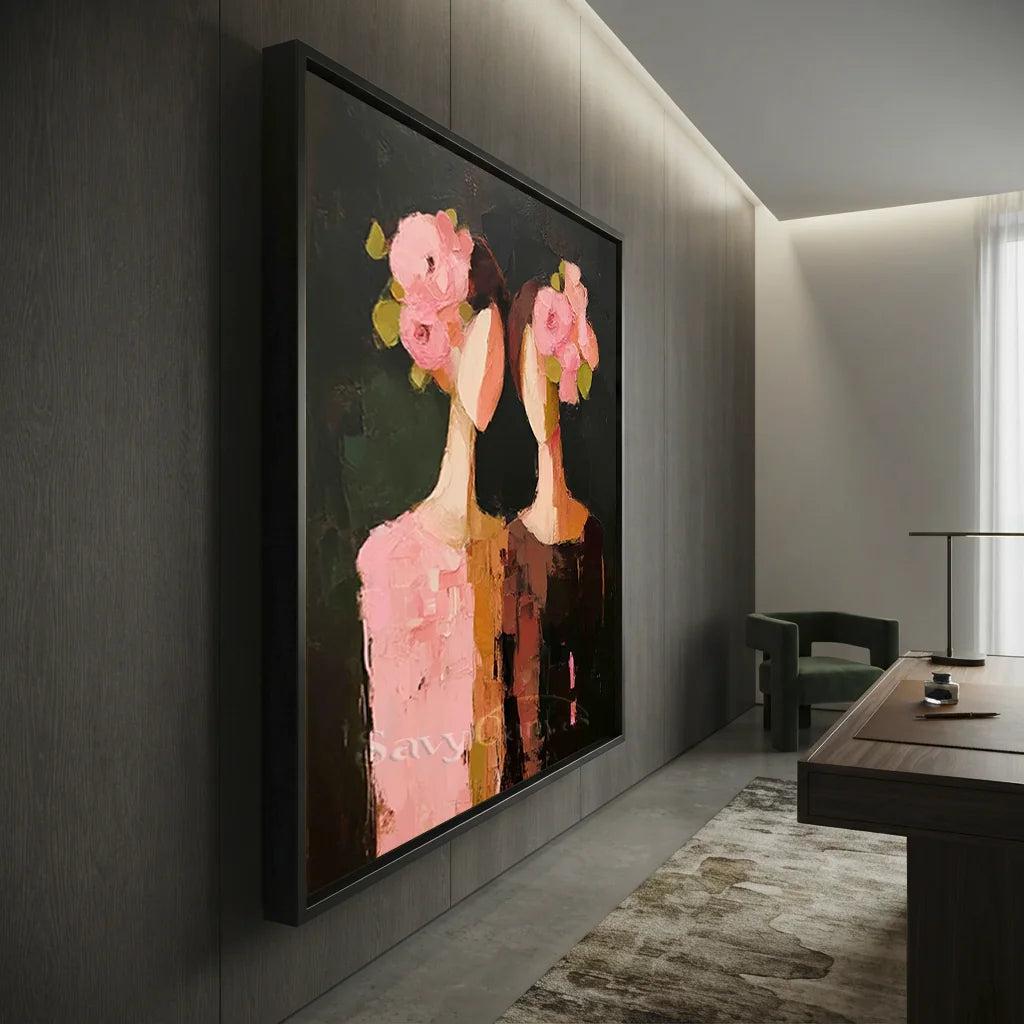 Handcrafted Abstract Floral People Oil Painting #SS 305