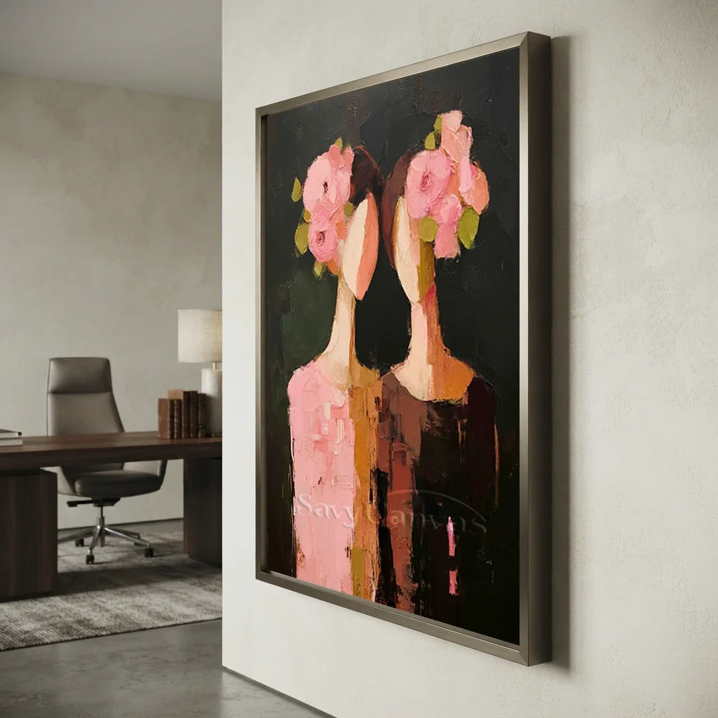 Handcrafted Abstract Floral People Oil Painting #SS 305