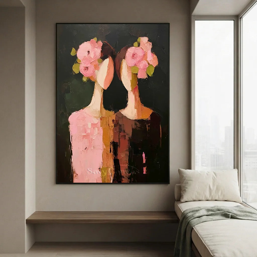 Handcrafted Abstract Floral People Oil Painting #SS 305