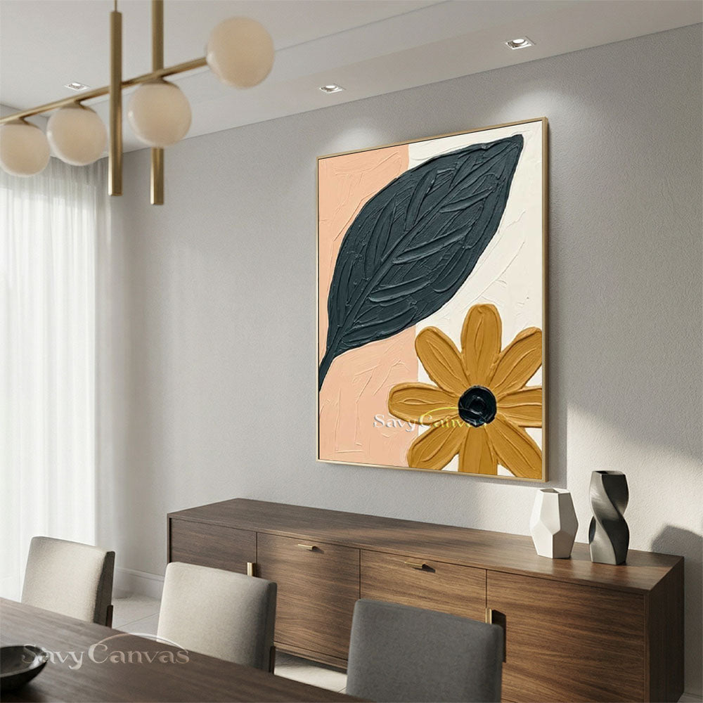 Abstract Floral Textured Oil Painting Modern Canvas Art #AA 545