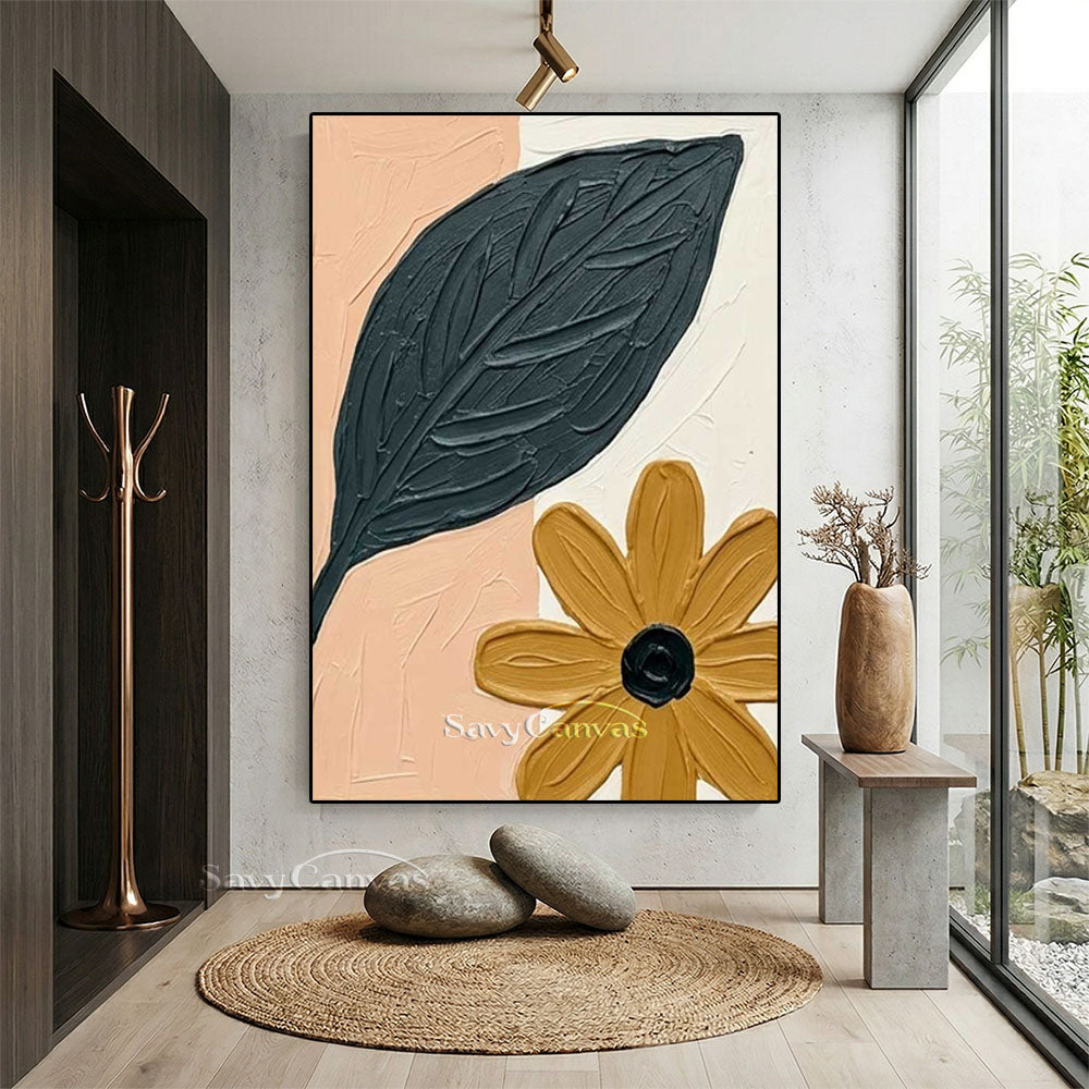Abstract Floral Textured Oil Painting Modern Canvas Art #AA 545