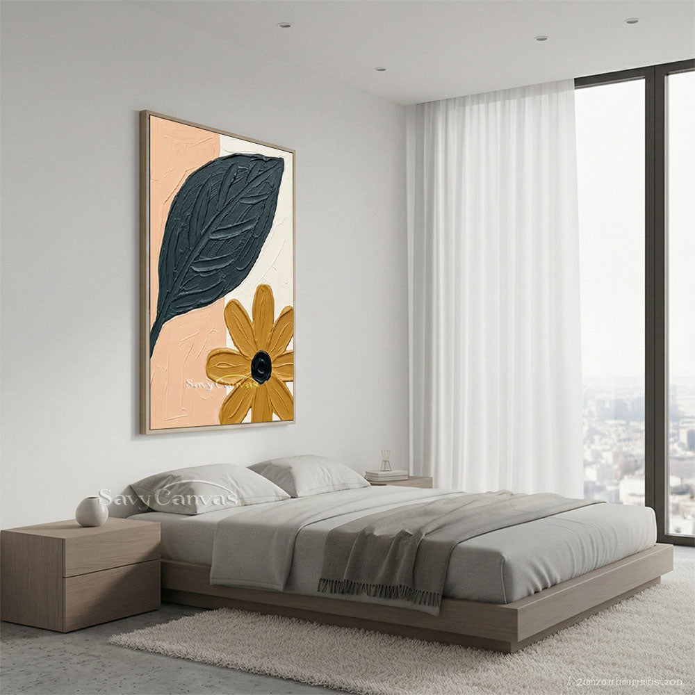 Abstract Floral Textured Oil Painting Modern Canvas Art #AA 545
