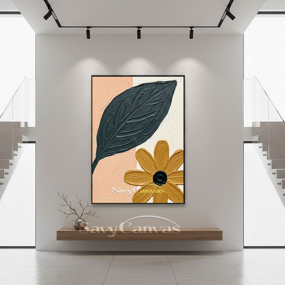 Abstract Floral Textured Oil Painting Modern Canvas Art #AA 545