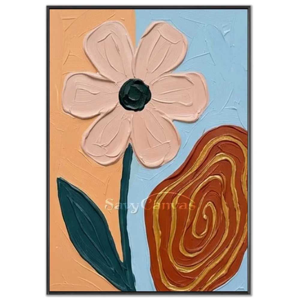 Abstract Floral Swirl Textured Oil Painting Canvas Art #AA 546