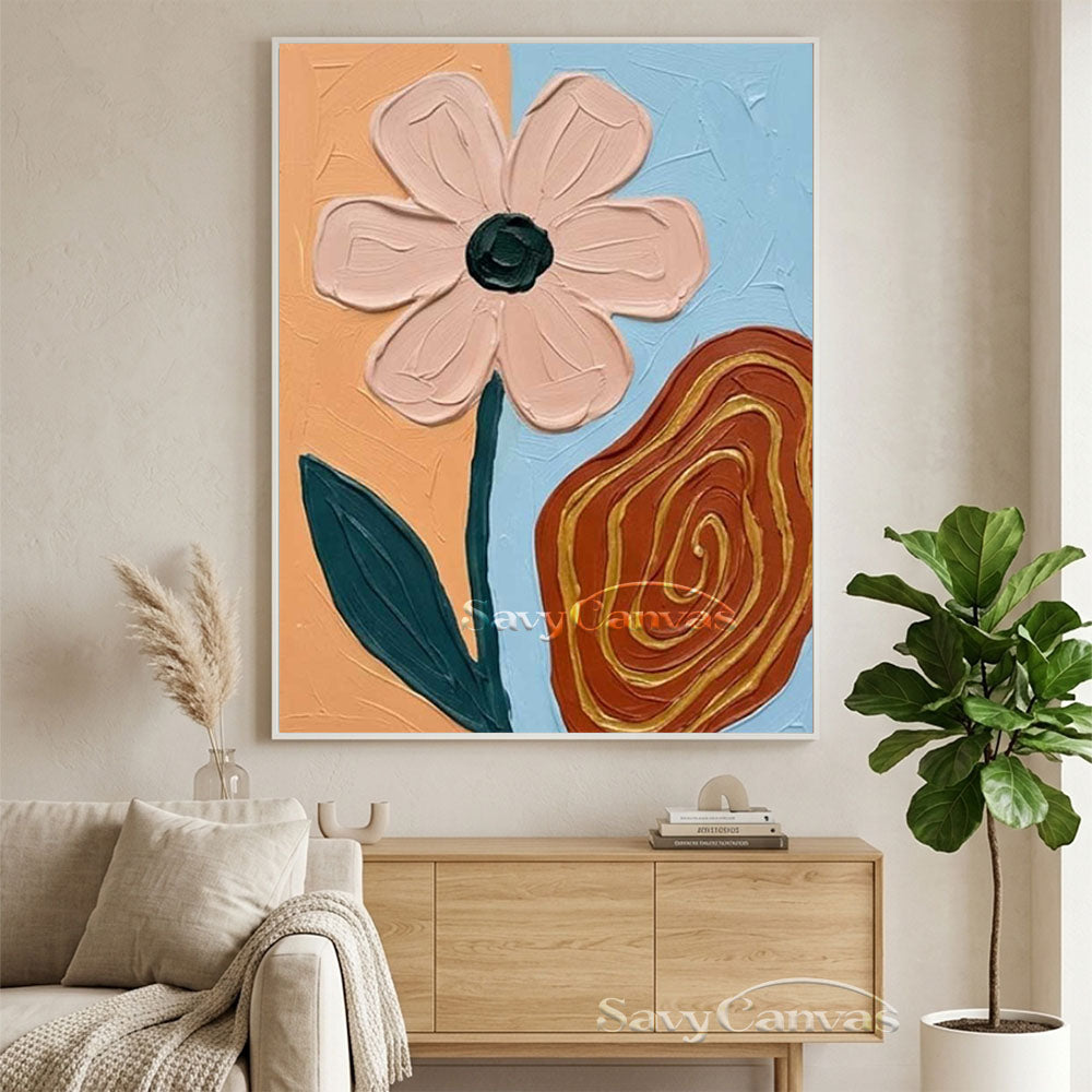 Abstract Floral Swirl Textured Oil Painting Canvas Art #AA 546