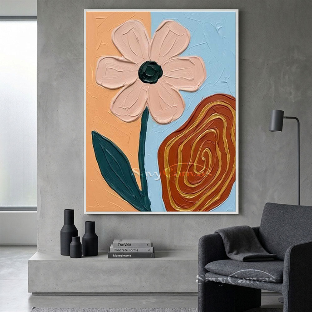 Abstract Floral Swirl Textured Oil Painting Canvas Art #AA 546