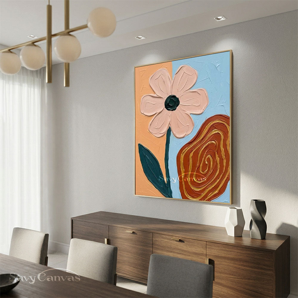 Abstract Floral Swirl Textured Oil Painting Canvas Art #AA 546