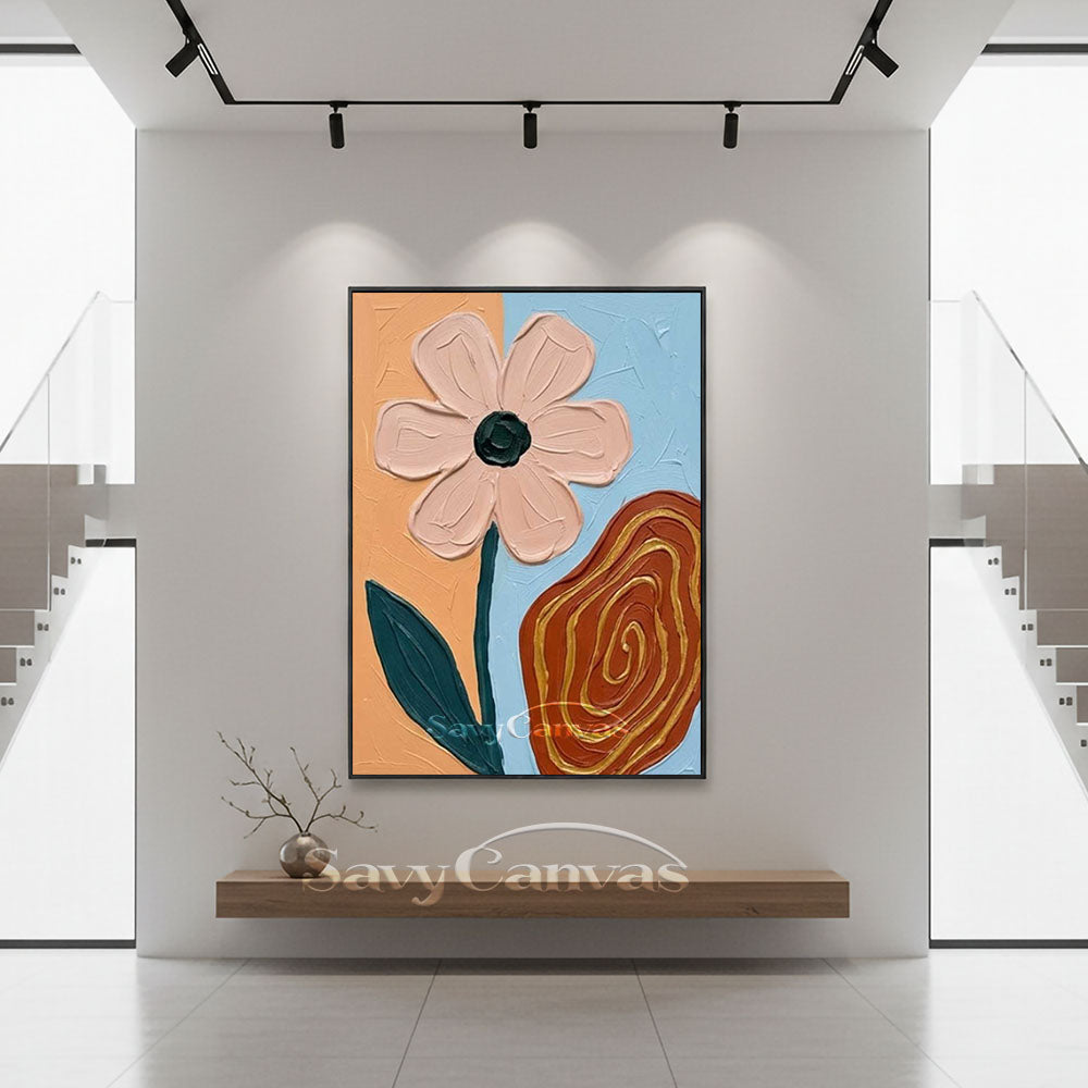 Abstract Floral Swirl Textured Oil Painting Canvas Art #AA 546