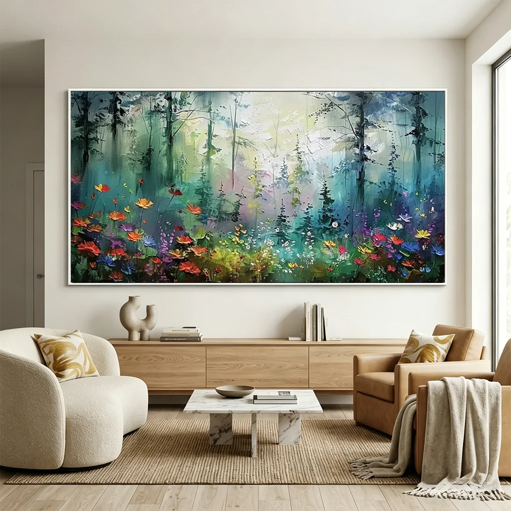 Abstract Light Through Trees Painting | Textured Forest Oil Art  #JJ 319