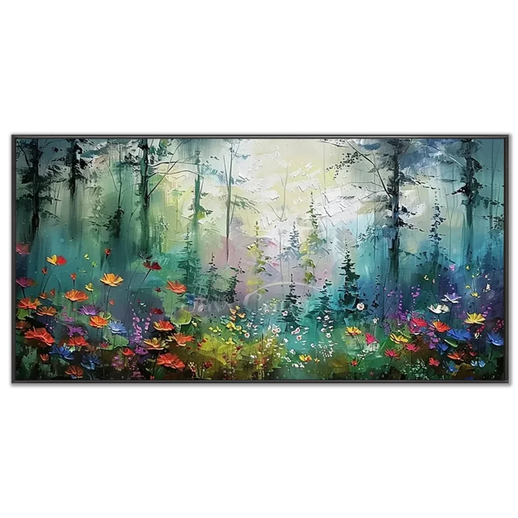 Abstract Light Through Trees Painting | Textured Forest Oil Art  #JJ 319