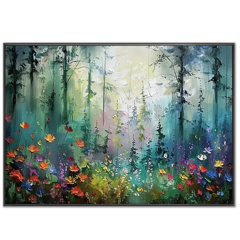 Abstract Light Through Trees Painting | Textured Forest Oil Art  #JJ 319