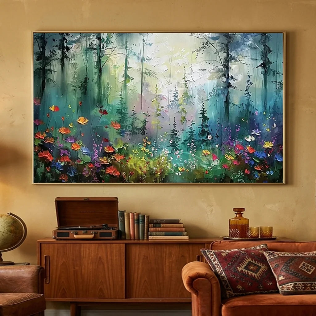 Abstract Light Through Trees Painting | Textured Forest Oil Art  #JJ 319