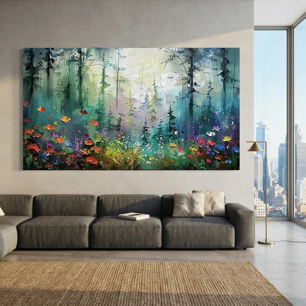 Abstract Light Through Trees Painting | Textured Forest Oil Art  #JJ 319