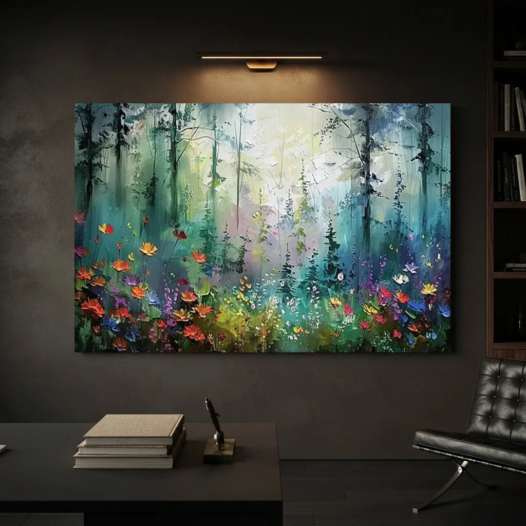 Abstract Light Through Trees Painting | Textured Forest Oil Art  #JJ 319