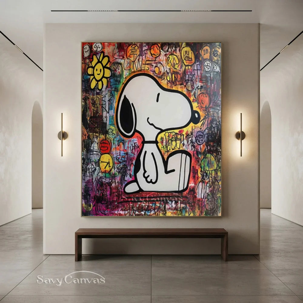 Abstract Graffiti Snoopy Pop Art Hand-painted Canvas #SS 258