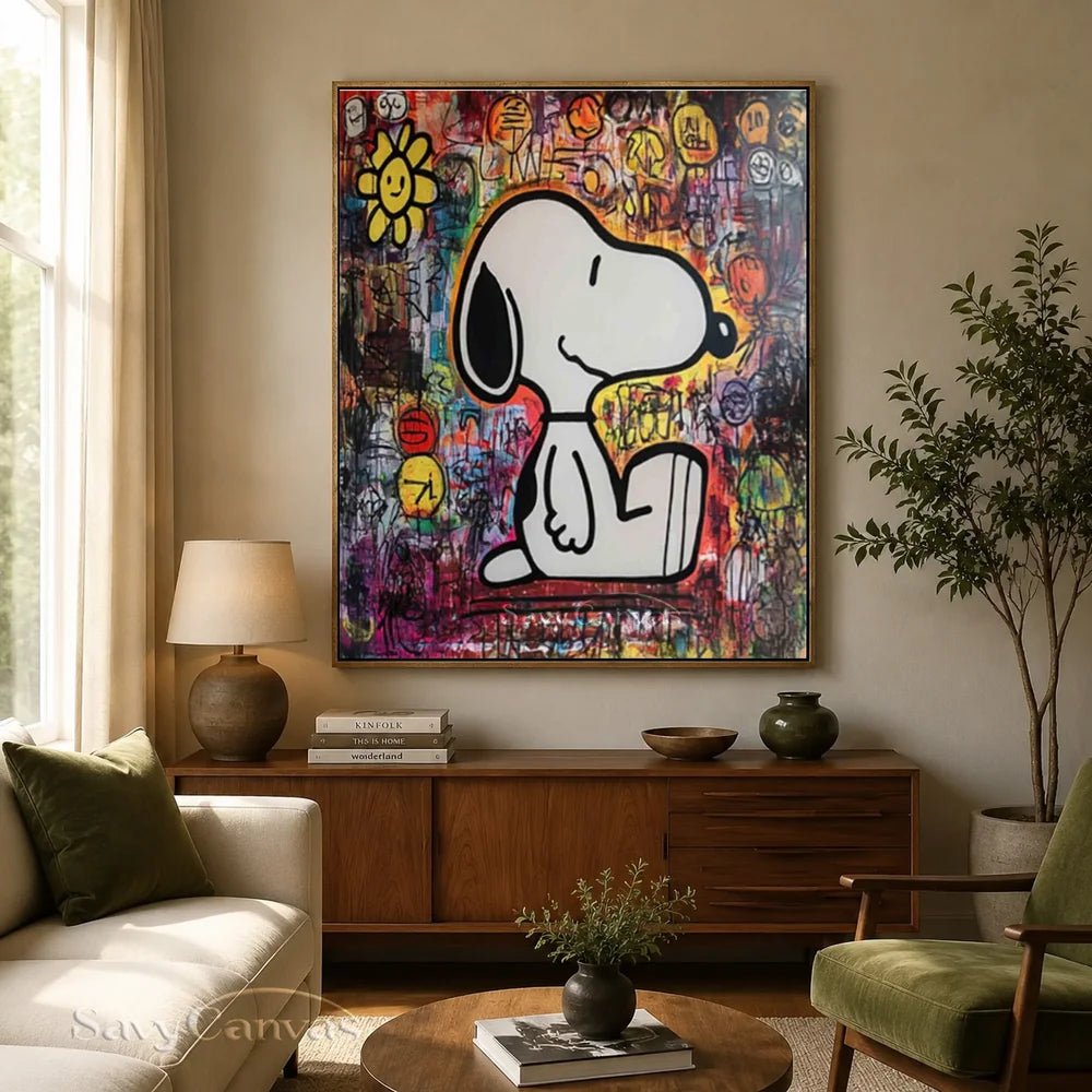 Abstract Graffiti Snoopy Pop Art Hand-painted Canvas #SS 258