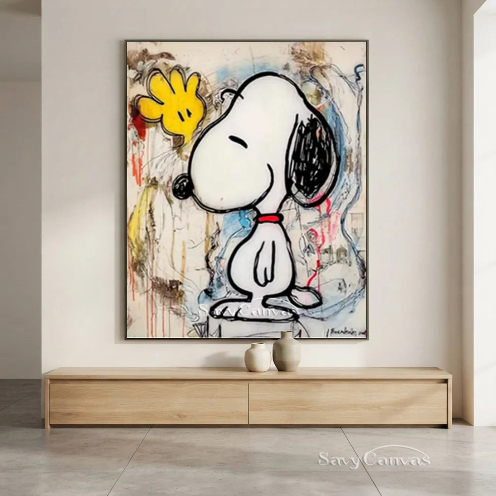 Pop Art Abstract Snoopy Hand-painted Canvas #SS 260