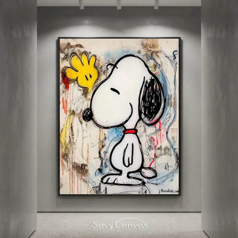 Pop Art Abstract Snoopy Hand-painted Canvas #SS 260
