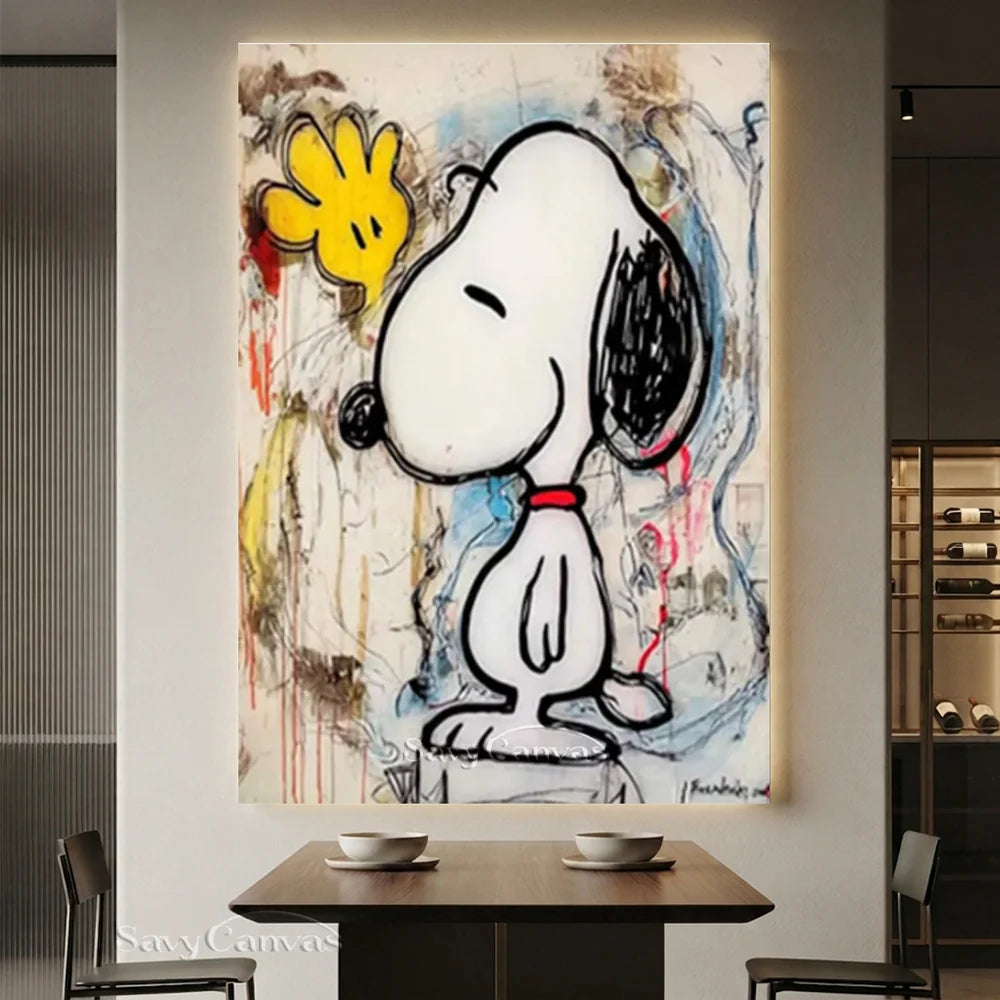 Pop Art Abstract Snoopy Hand-painted Canvas #SS 260