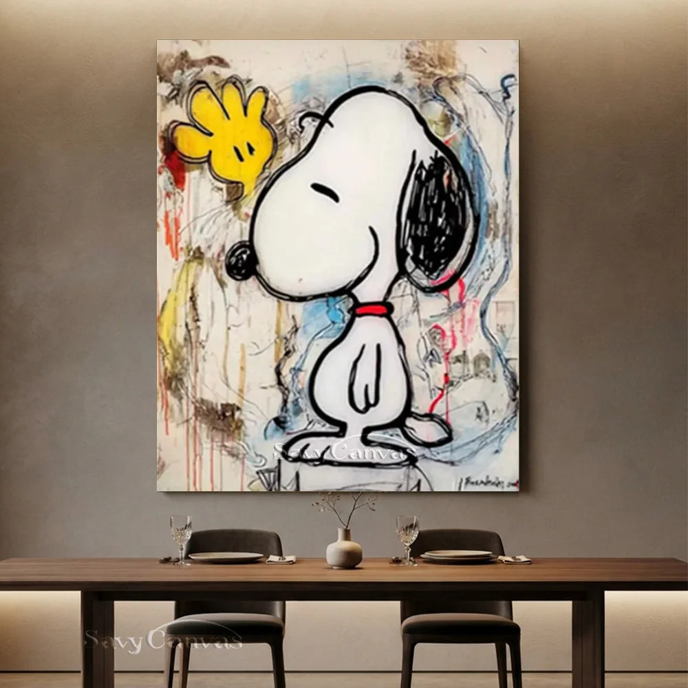Pop Art Abstract Snoopy Hand-painted Canvas #SS 260