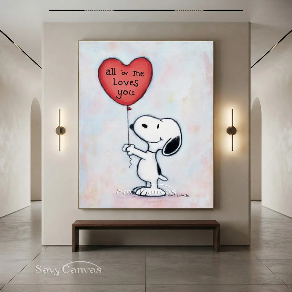 Pop Art Romantic Snoopy Hand-painted Canvas #SS 259