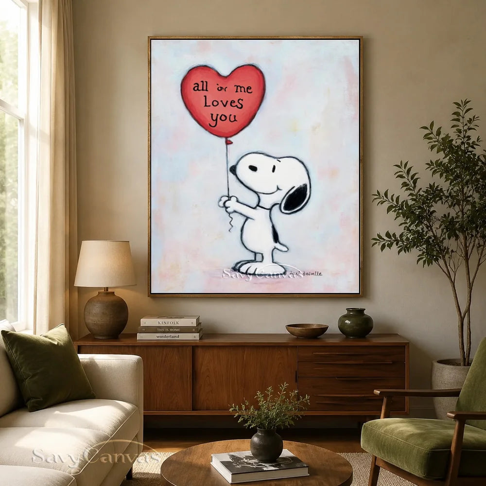 Pop Art Romantic Snoopy Hand-painted Canvas #SS 259