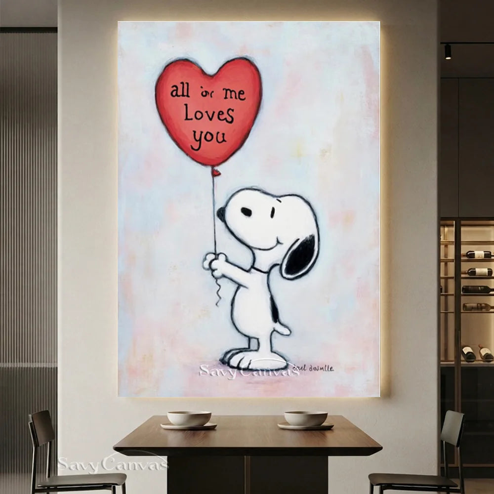 Pop Art Romantic Snoopy Hand-painted Canvas #SS 259