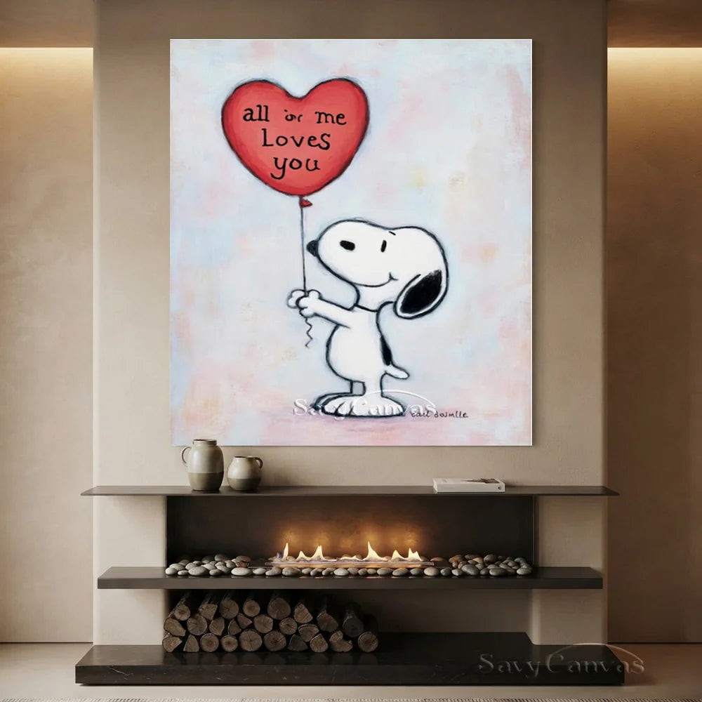 Pop Art Romantic Snoopy Hand-painted Canvas #SS 259