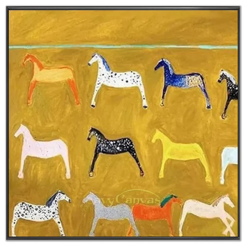 Abstract Horse Wall Art - Colorful Horse Painting on Canvas #JJ 426