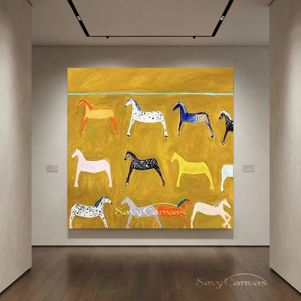 Abstract Horse Wall Art - Colorful Horse Painting on Canvas #JJ 426