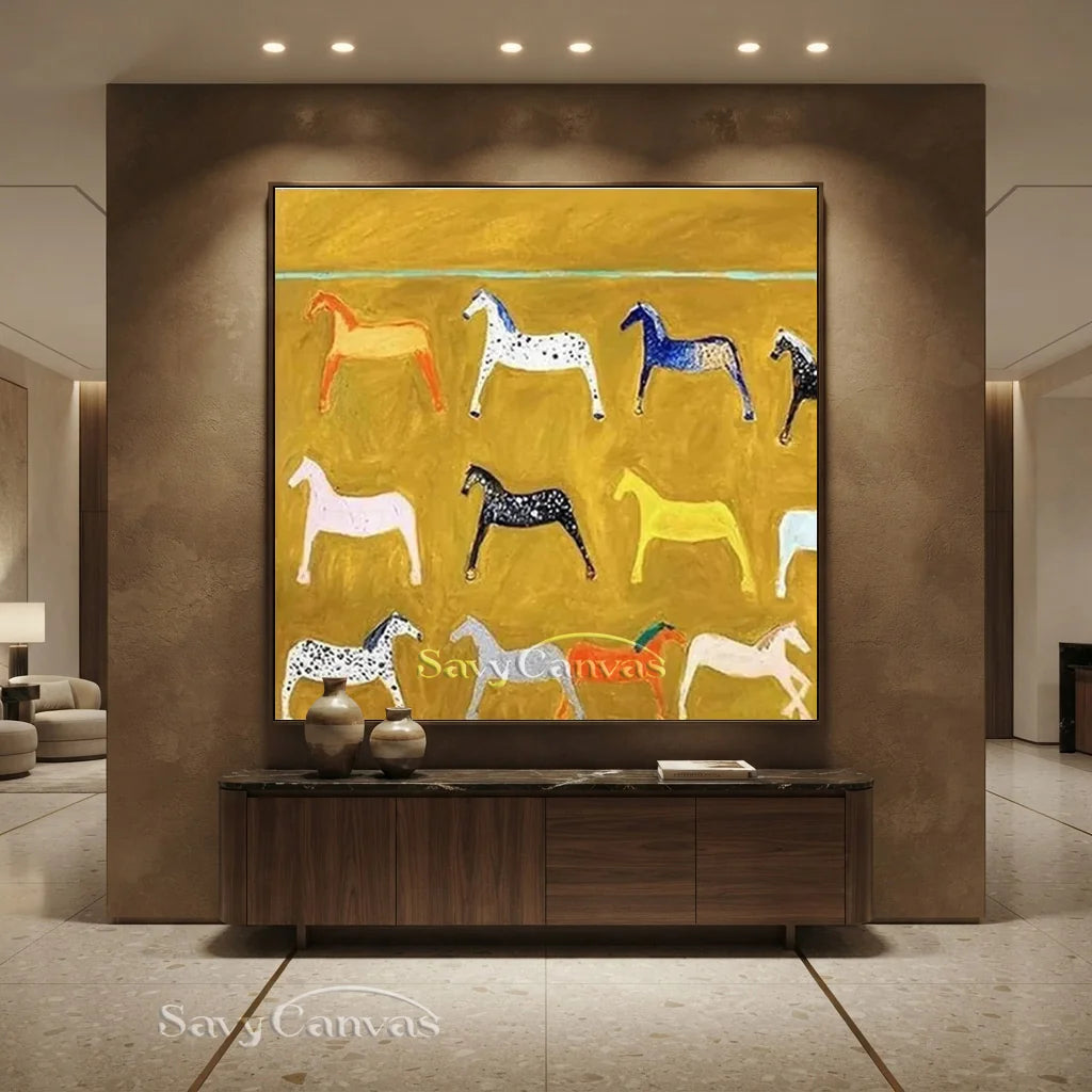 Abstract Horse Wall Art - Colorful Horse Painting on Canvas #JJ 426