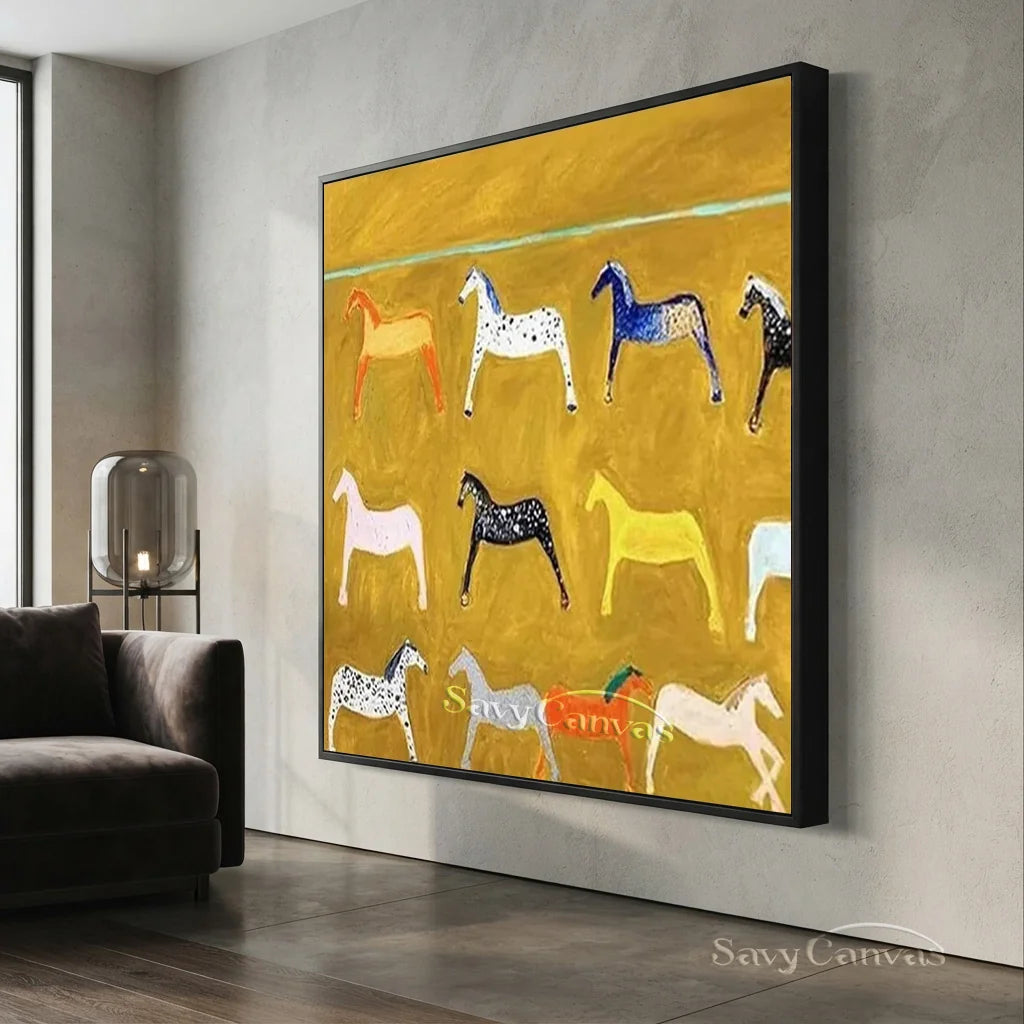 Abstract Horse Wall Art - Colorful Horse Painting on Canvas #JJ 426