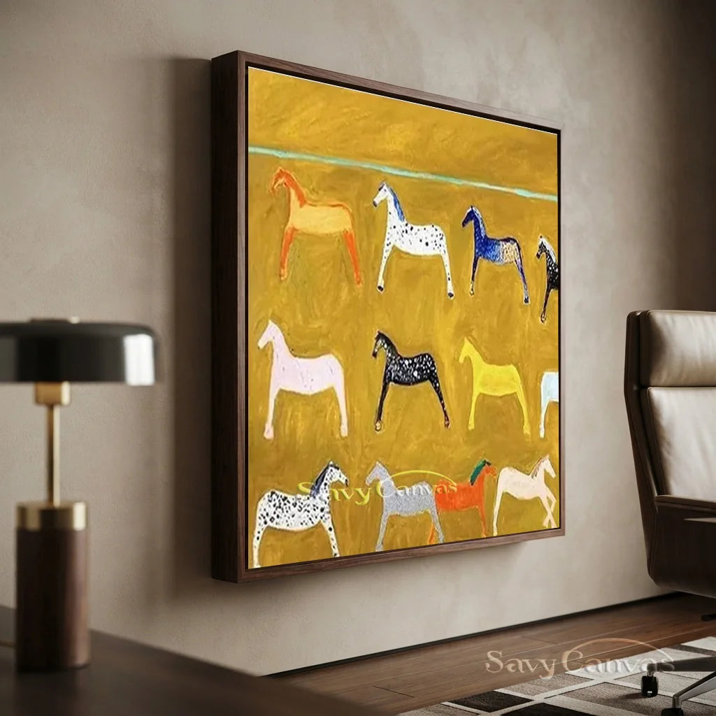 Abstract Horse Wall Art - Colorful Horse Painting on Canvas #JJ 426