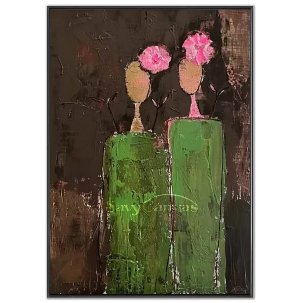 Large Contemporary Wall Art | Abstract Painting Figures Flowers #ZZ 225