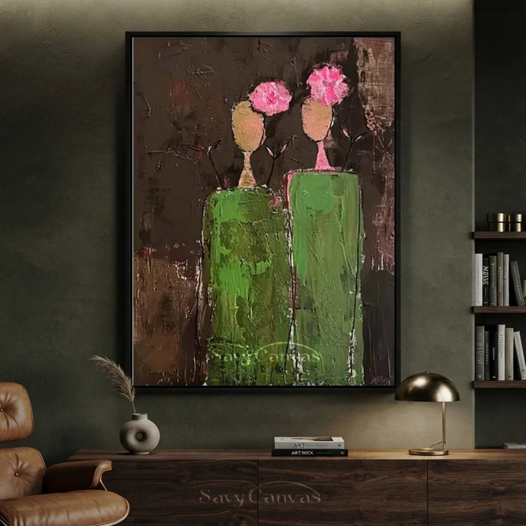 Large Contemporary Wall Art | Abstract Painting Figures Flowers #ZZ 225