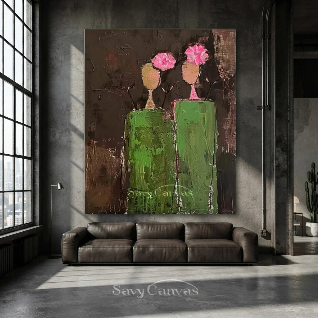 Large Contemporary Wall Art | Abstract Painting Figures Flowers #ZZ 225