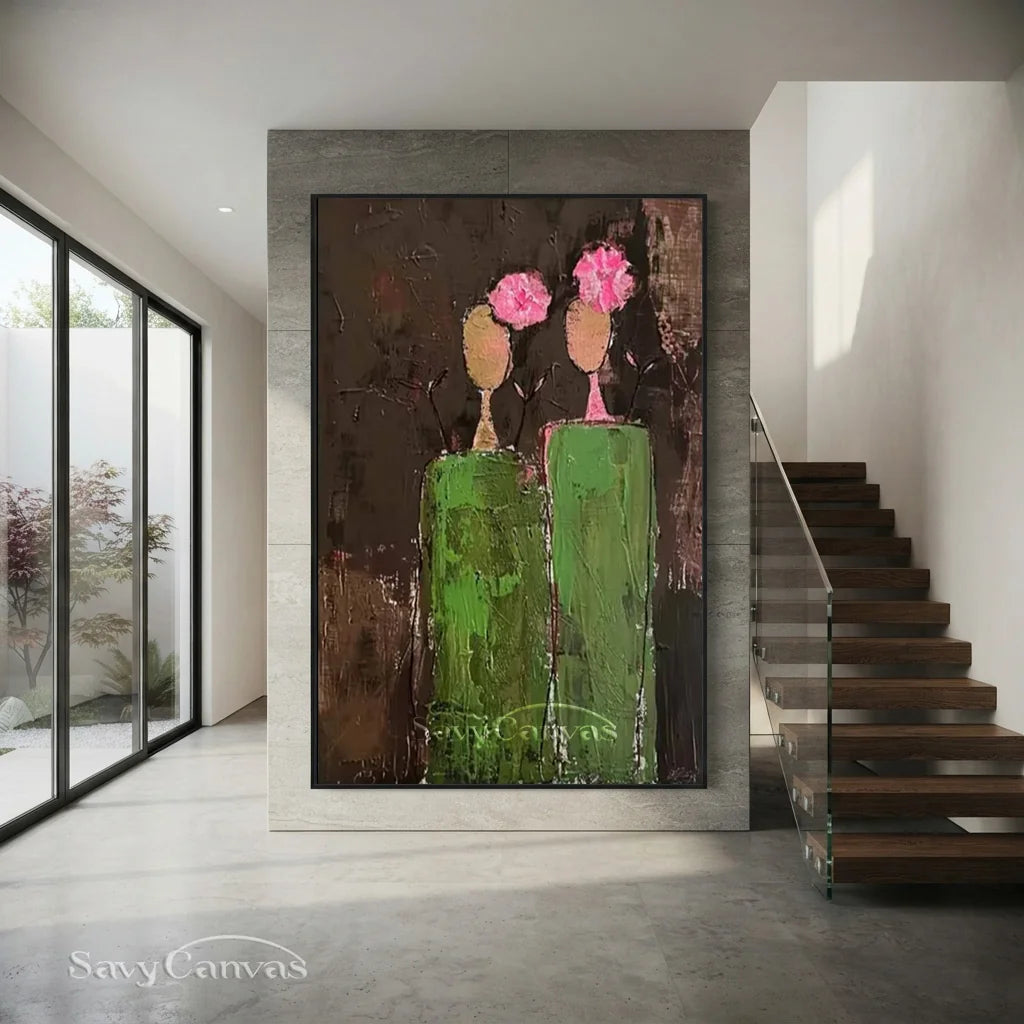 Large Contemporary Wall Art | Abstract Painting Figures Flowers #ZZ 225