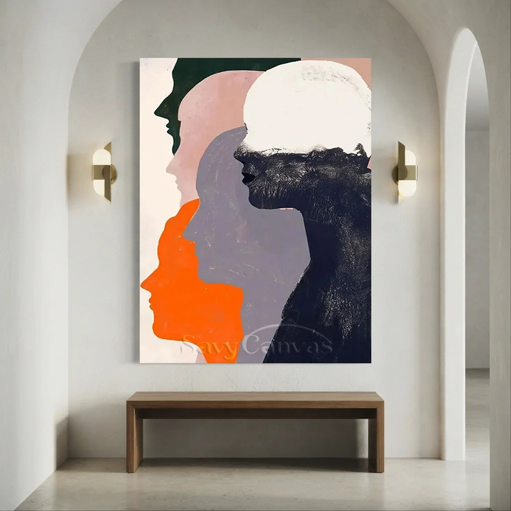Abstract Silhouette Wall Art | Large Vertical Contemporary Painting #ZZ 193