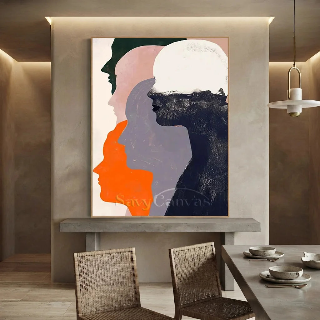 Abstract Silhouette Wall Art | Large Vertical Contemporary Painting #ZZ 193