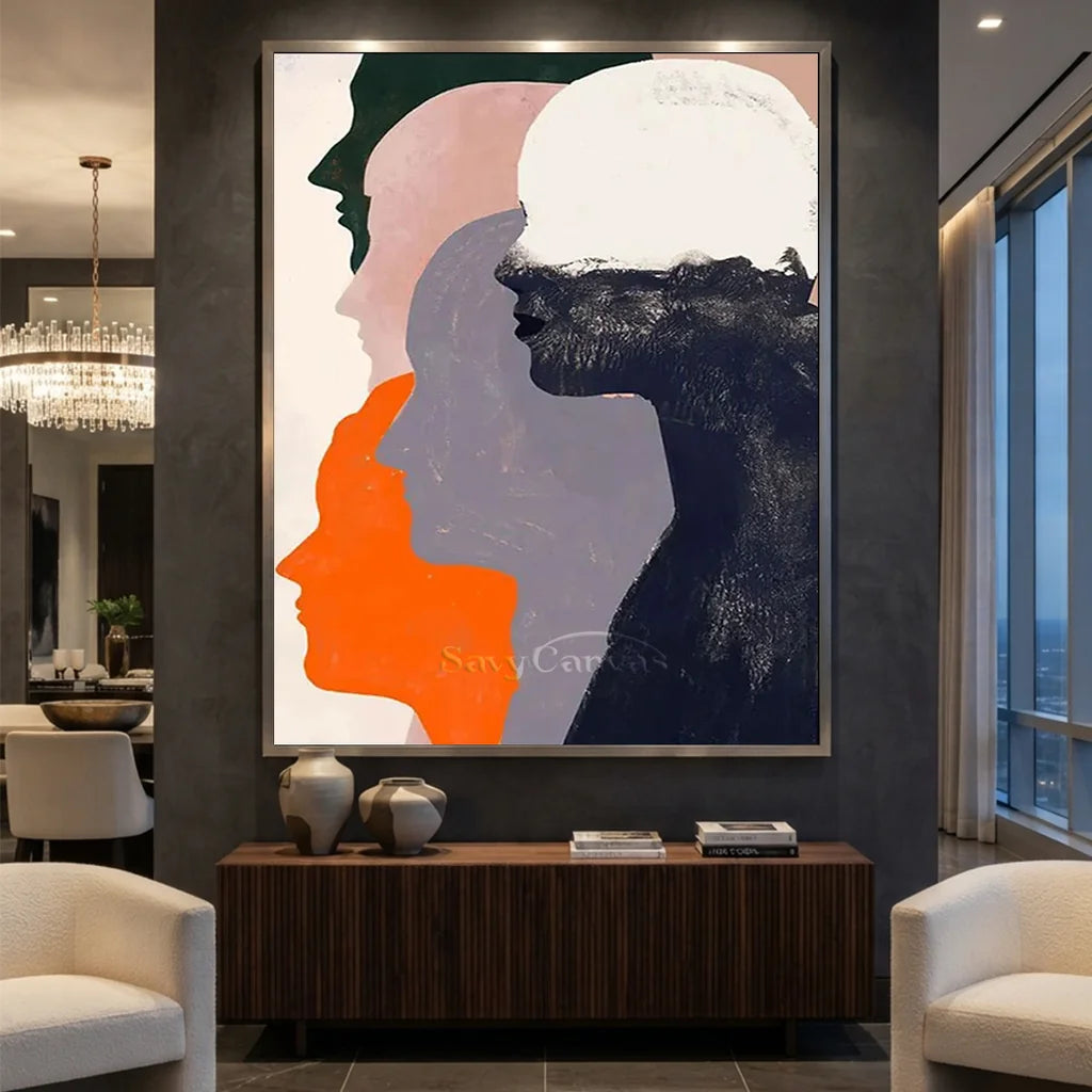 Abstract Silhouette Wall Art | Large Vertical Contemporary Painting #ZZ 193