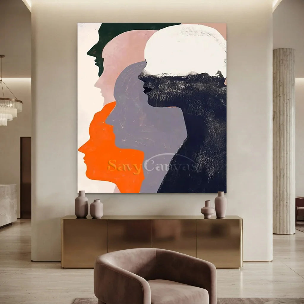 Abstract Silhouette Wall Art | Large Vertical Contemporary Painting #ZZ 193