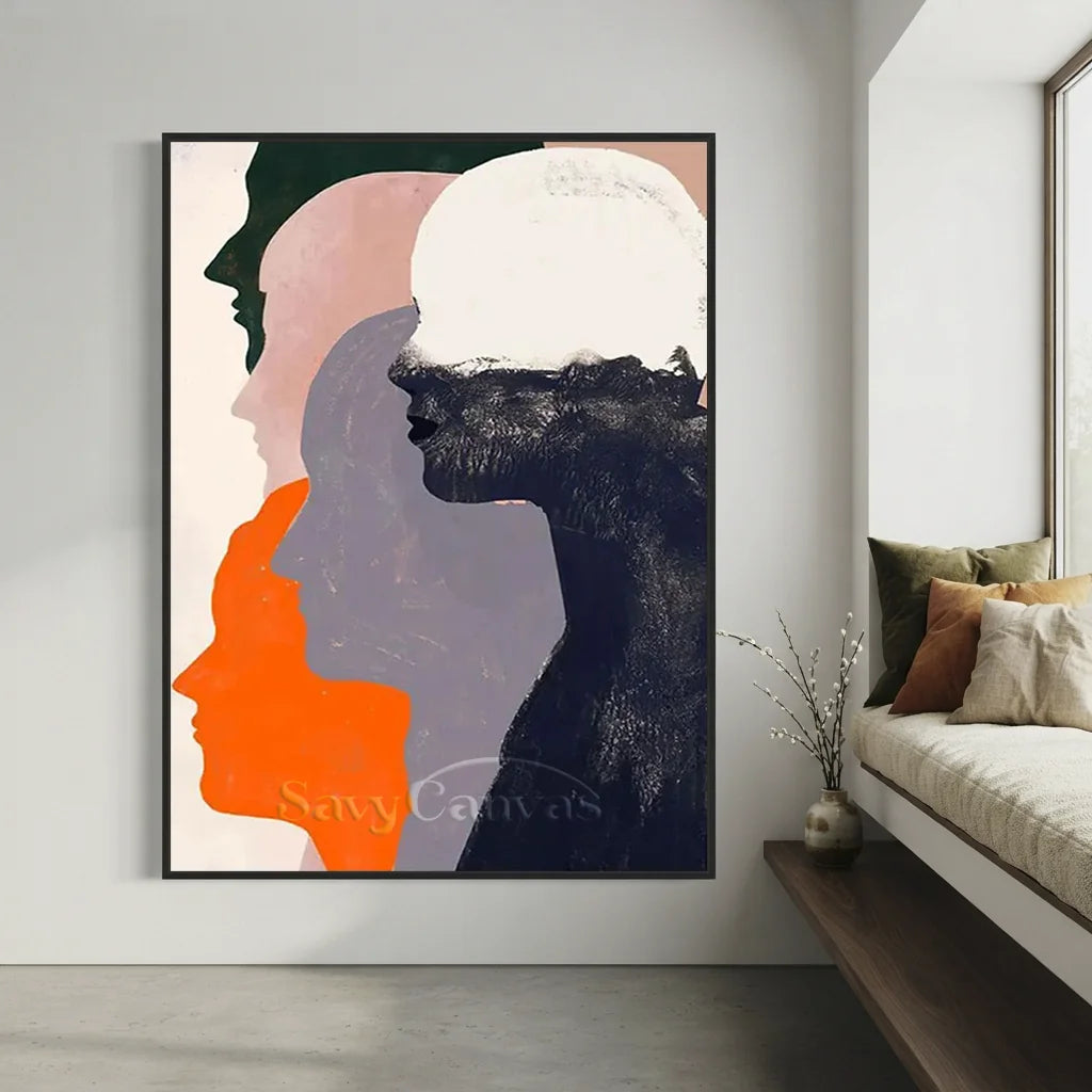 Abstract Silhouette Wall Art | Large Vertical Contemporary Painting #ZZ 193