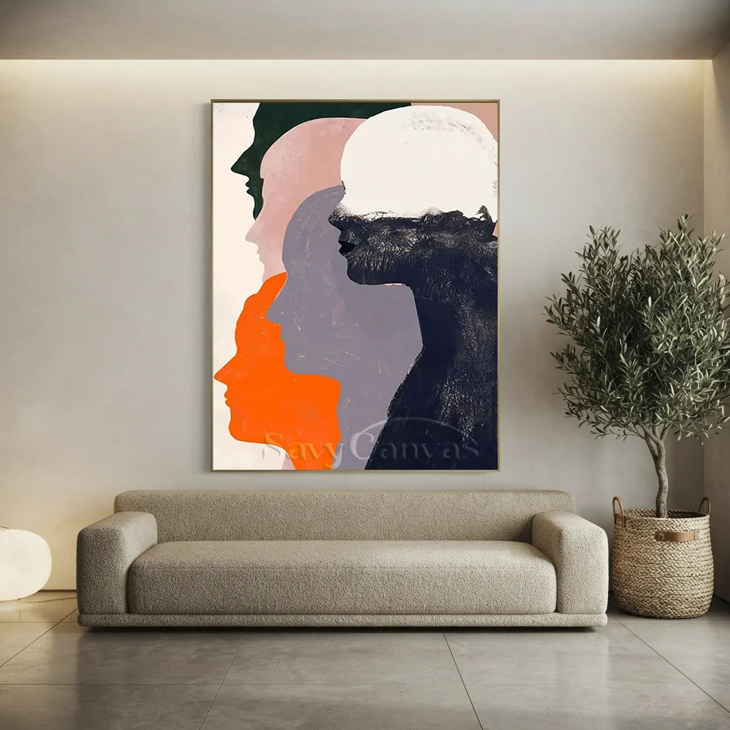 Abstract Silhouette Wall Art | Large Vertical Contemporary Painting #ZZ 193