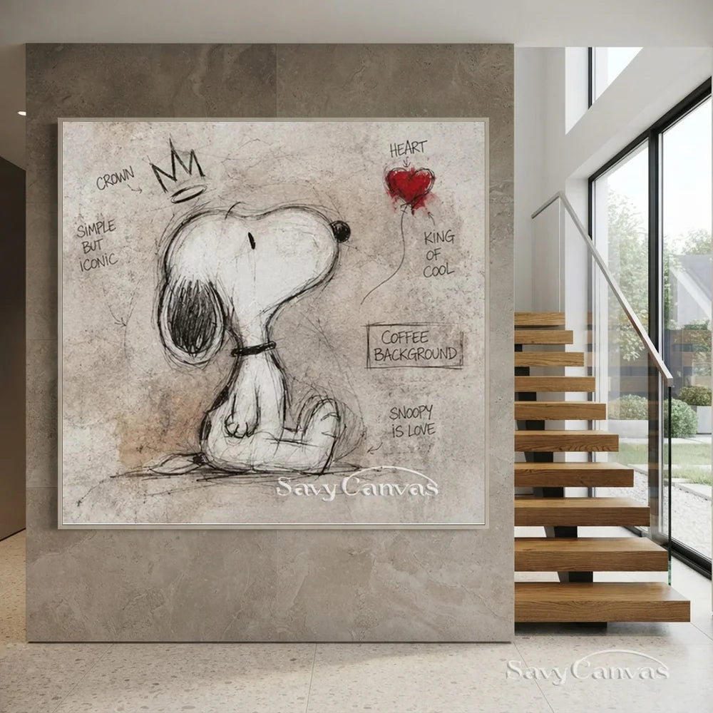 Pop Art King Snoopy Hand-painted Canvas #SS 266