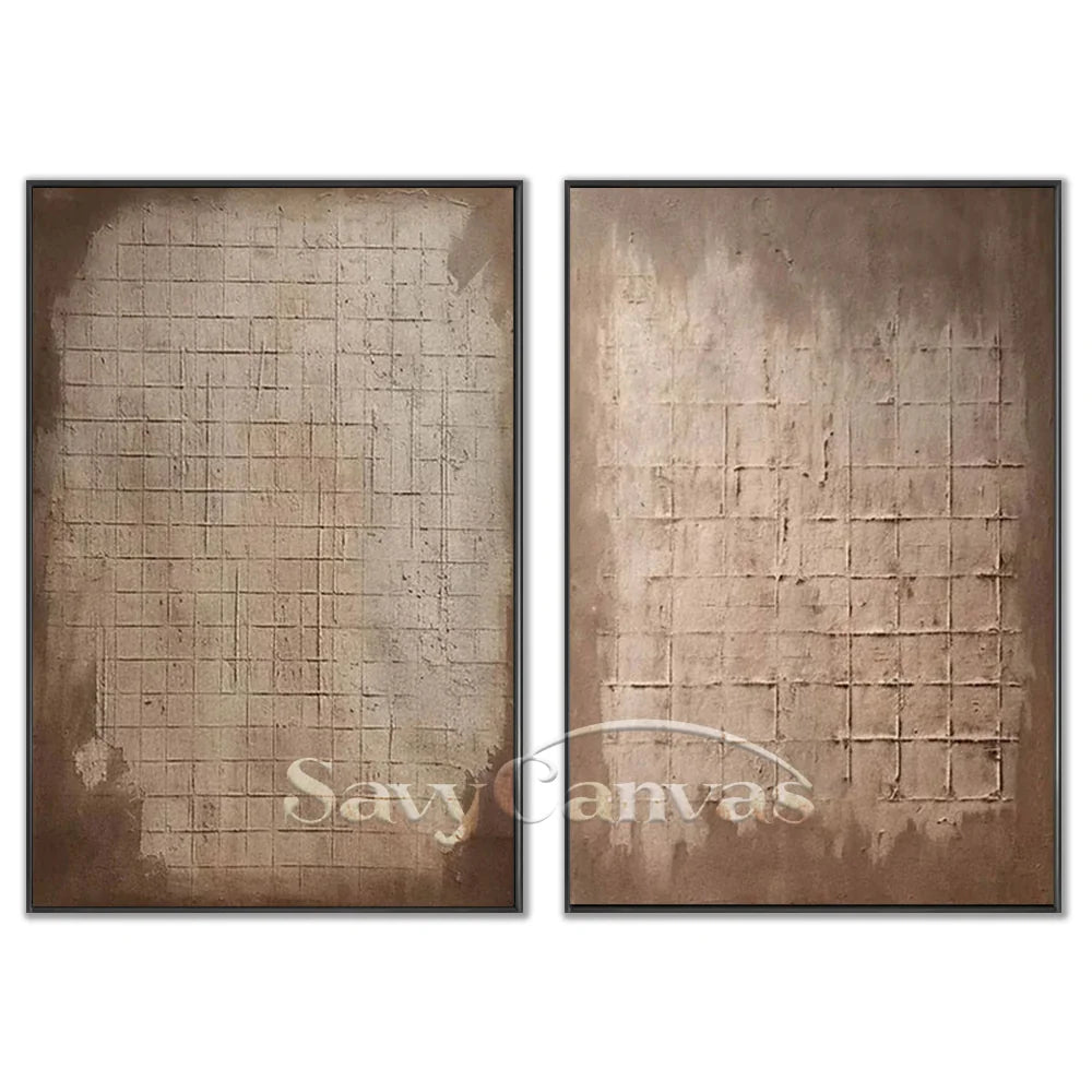 Set of Two Abstract Textured Canvas Paintings  for Modern Interiors #JJ 009