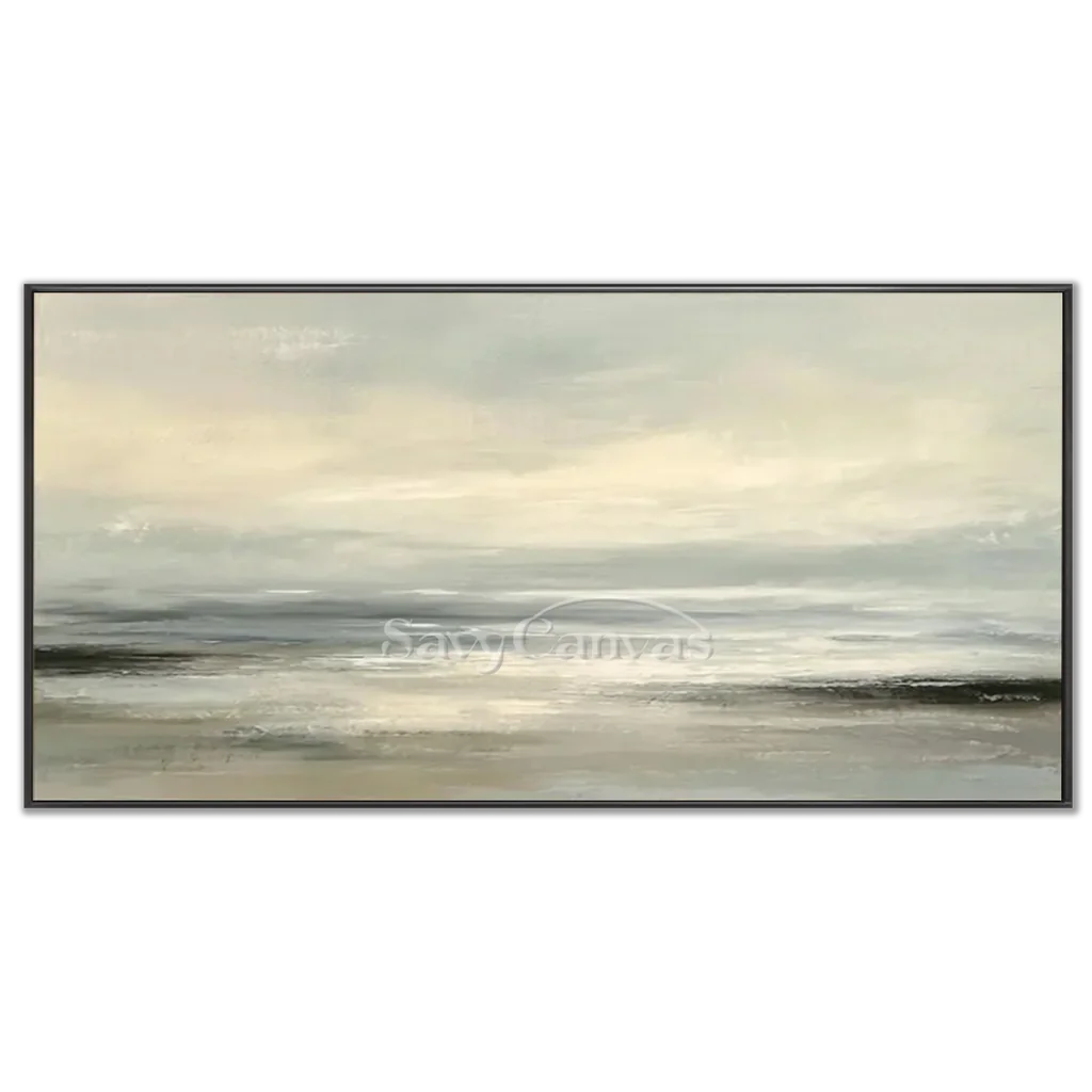 Hand Painted Neutral Abstract Seascape Canvas Horizon Oil Painting #ZC 66